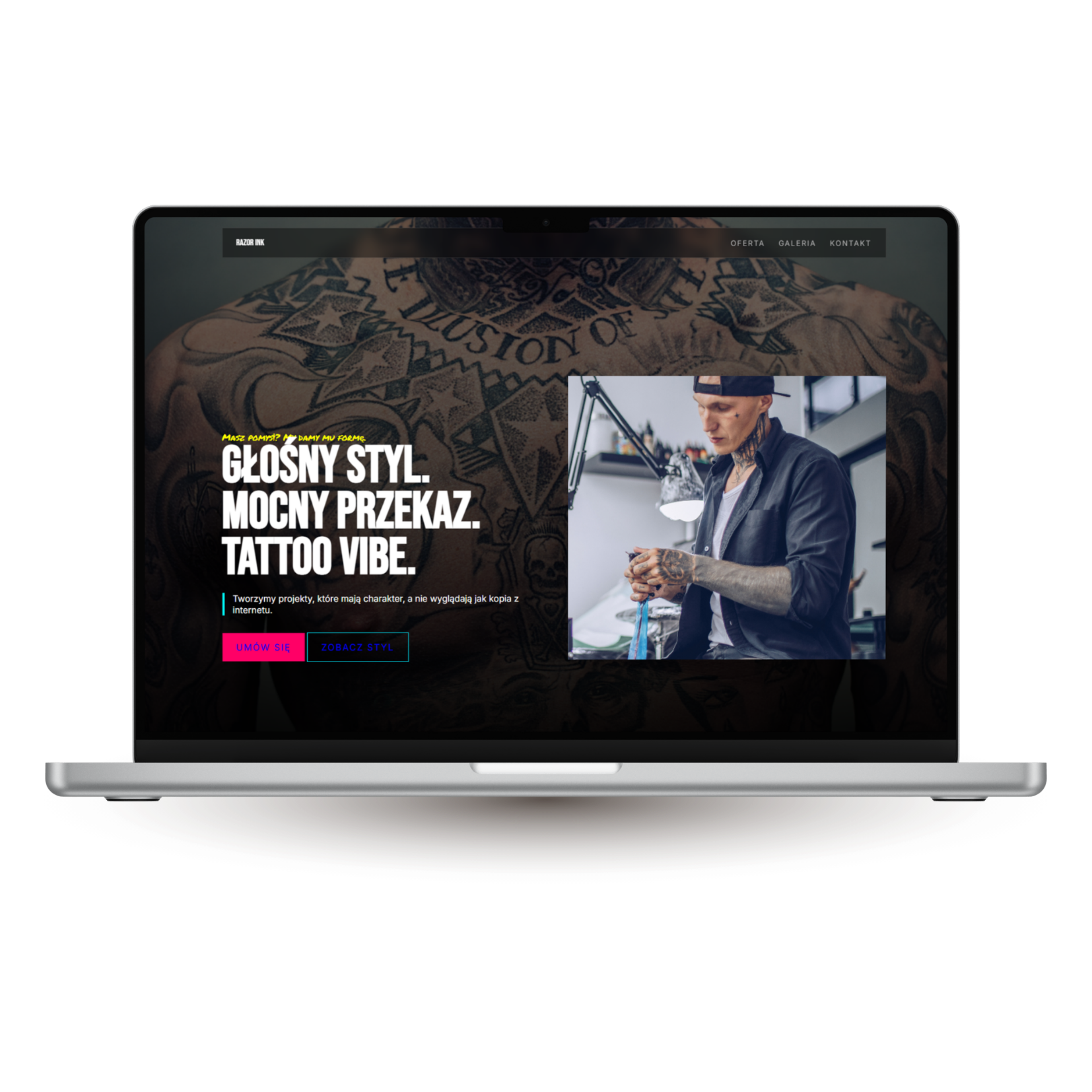 Drugi projekt strony dla studia tatuażu