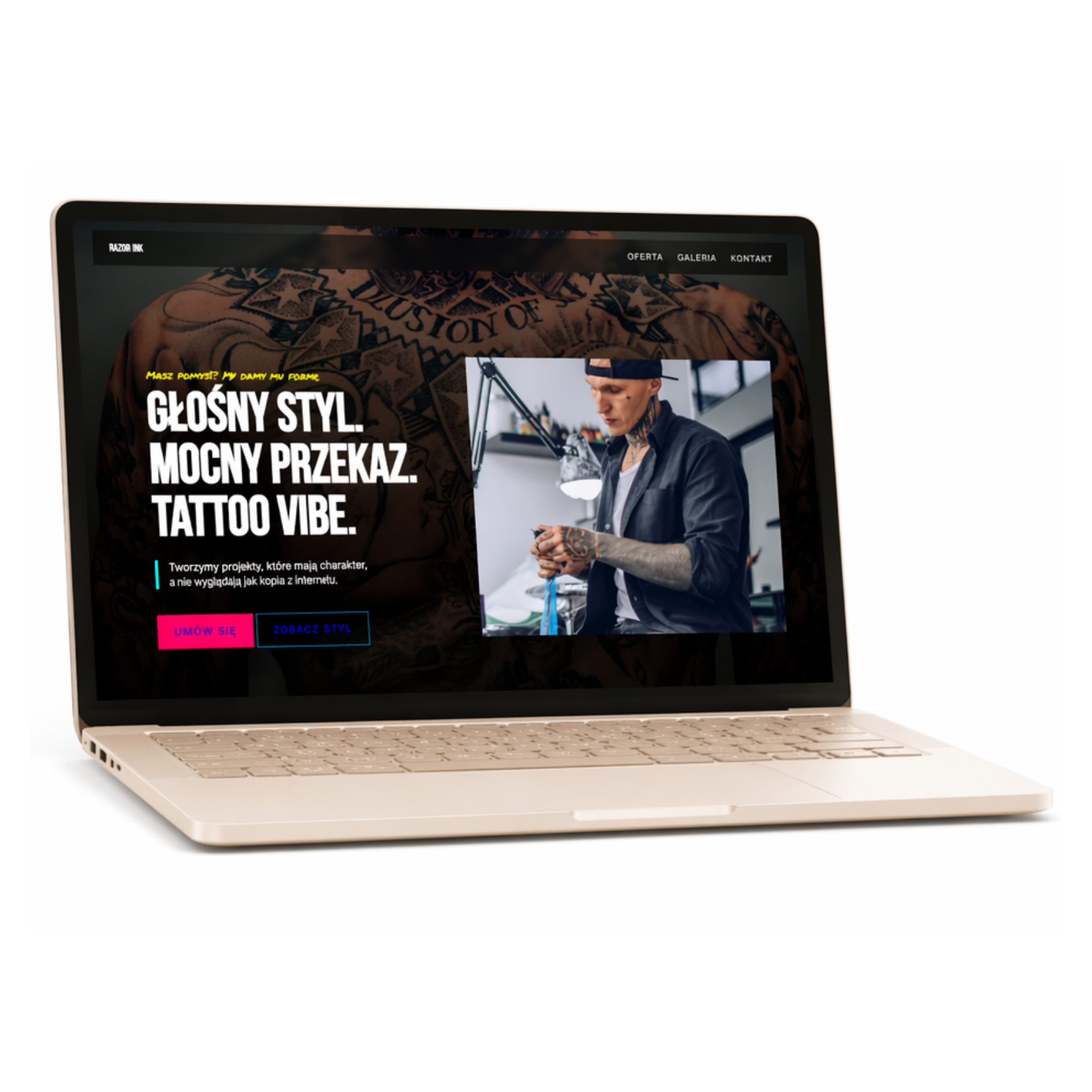 Podgląd projektu strony tattoo studio