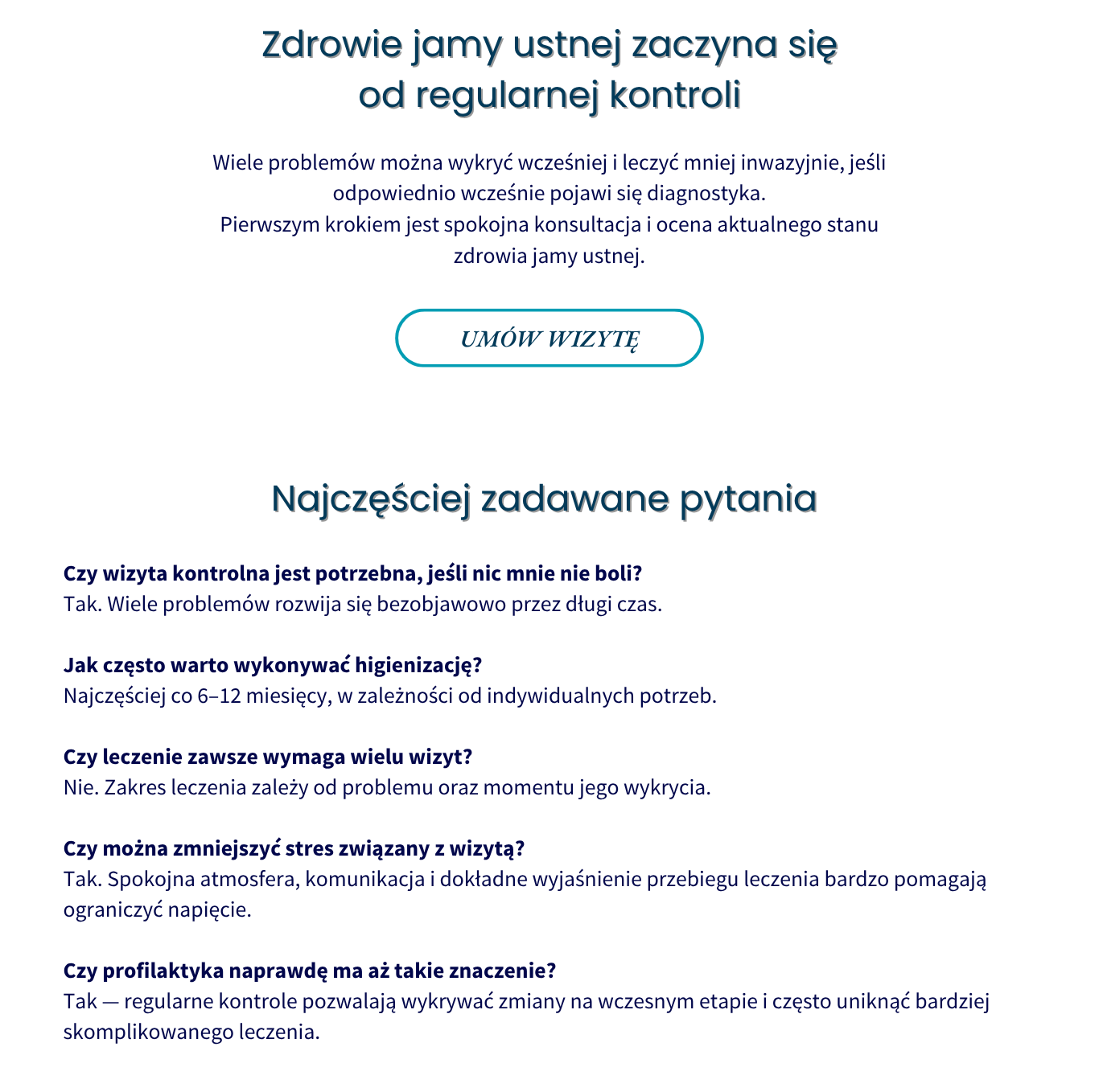 Podgląd strony standard dla gabinetu dentystycznego Centrodent — część 6