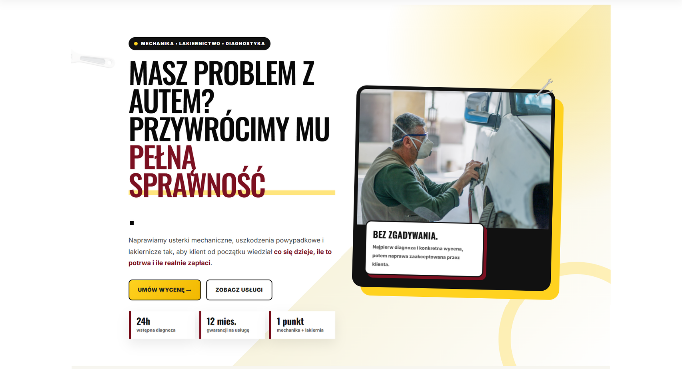 Podgląd strony standard dla mechanika i lakiernika — część 1