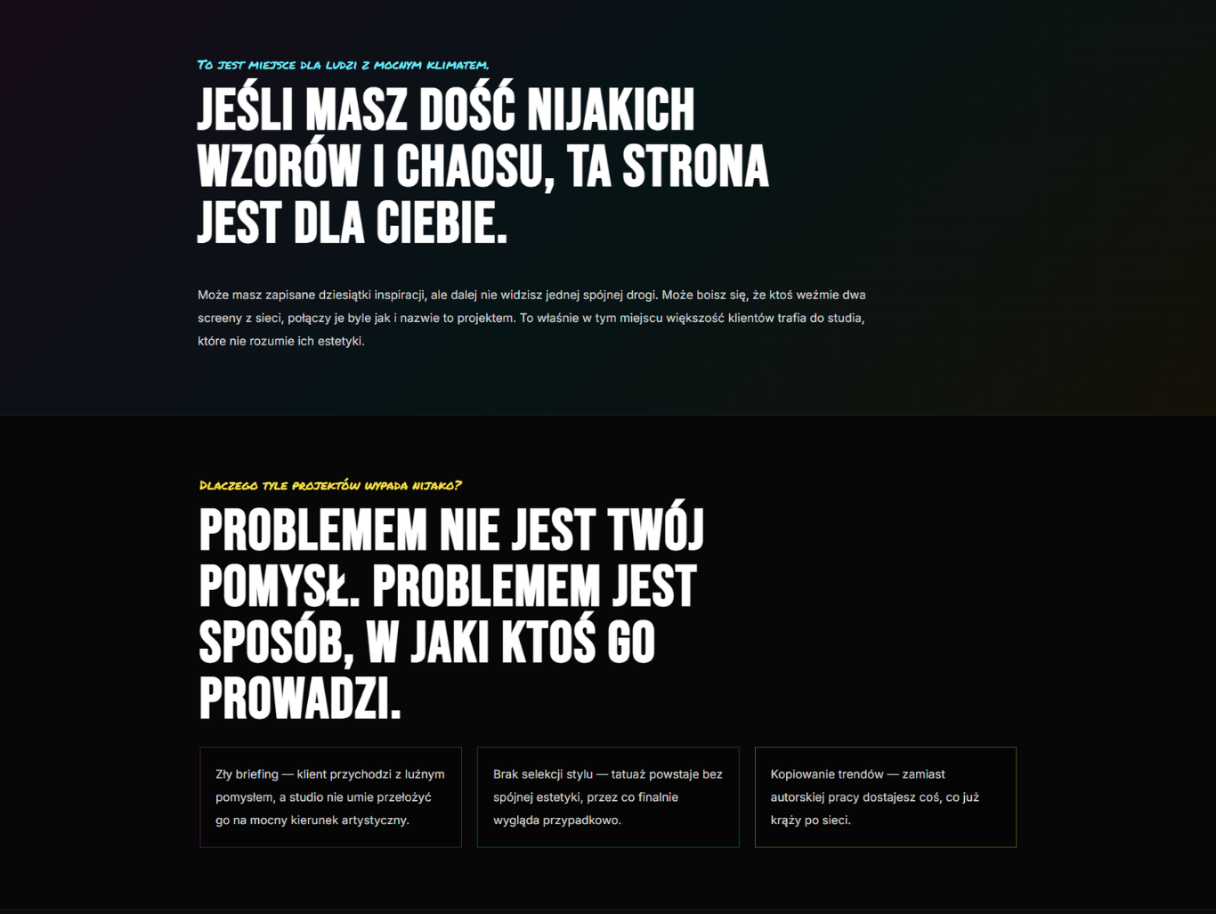 Podgląd strony standard dla studia tatuażu — część 2