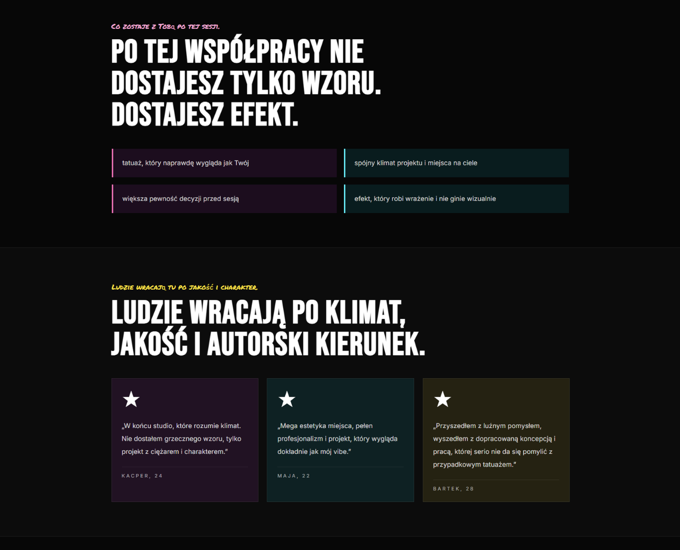 Podgląd strony standard dla studia tatuażu — część 5