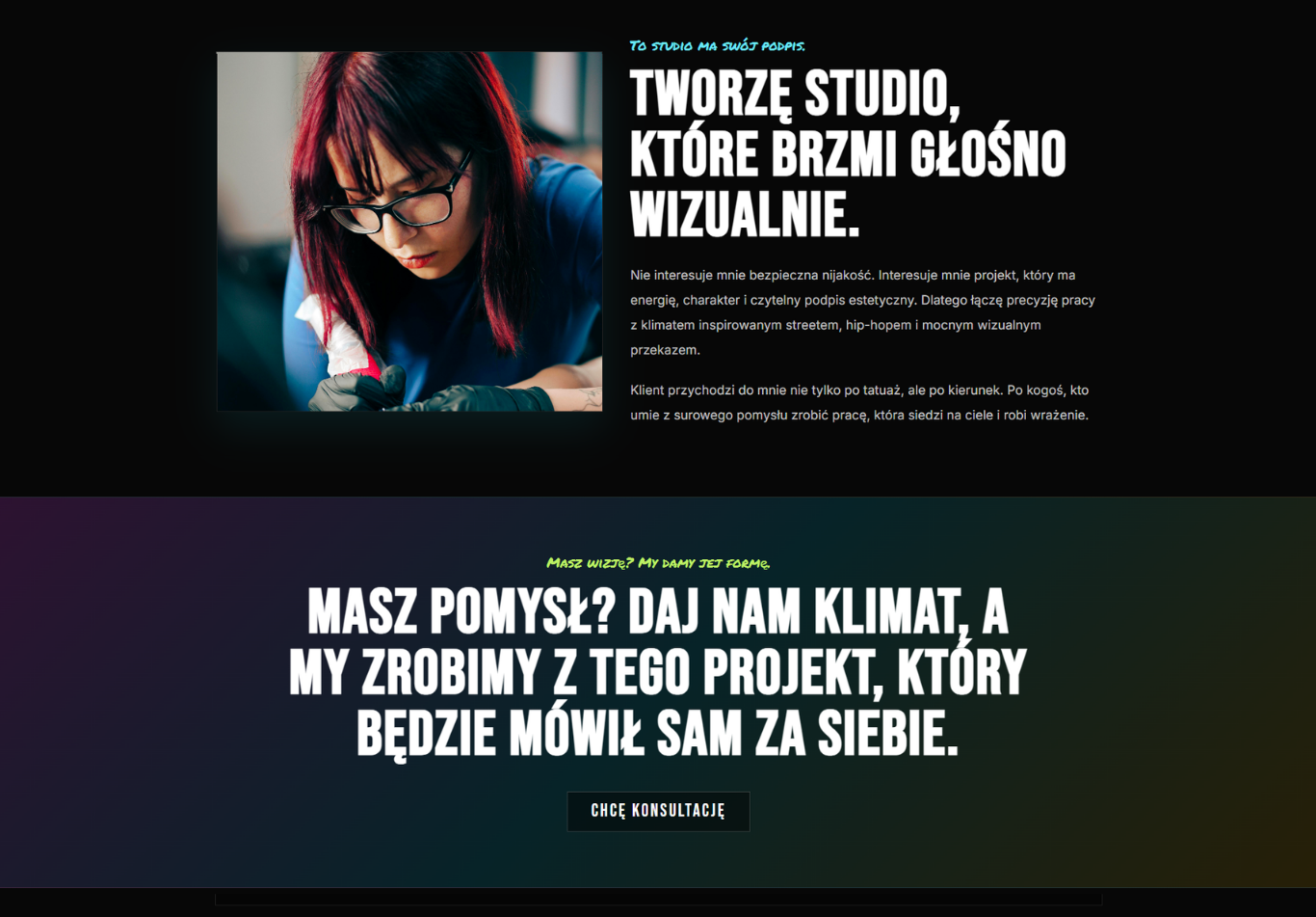 Podgląd strony standard dla studia tatuażu — część 6