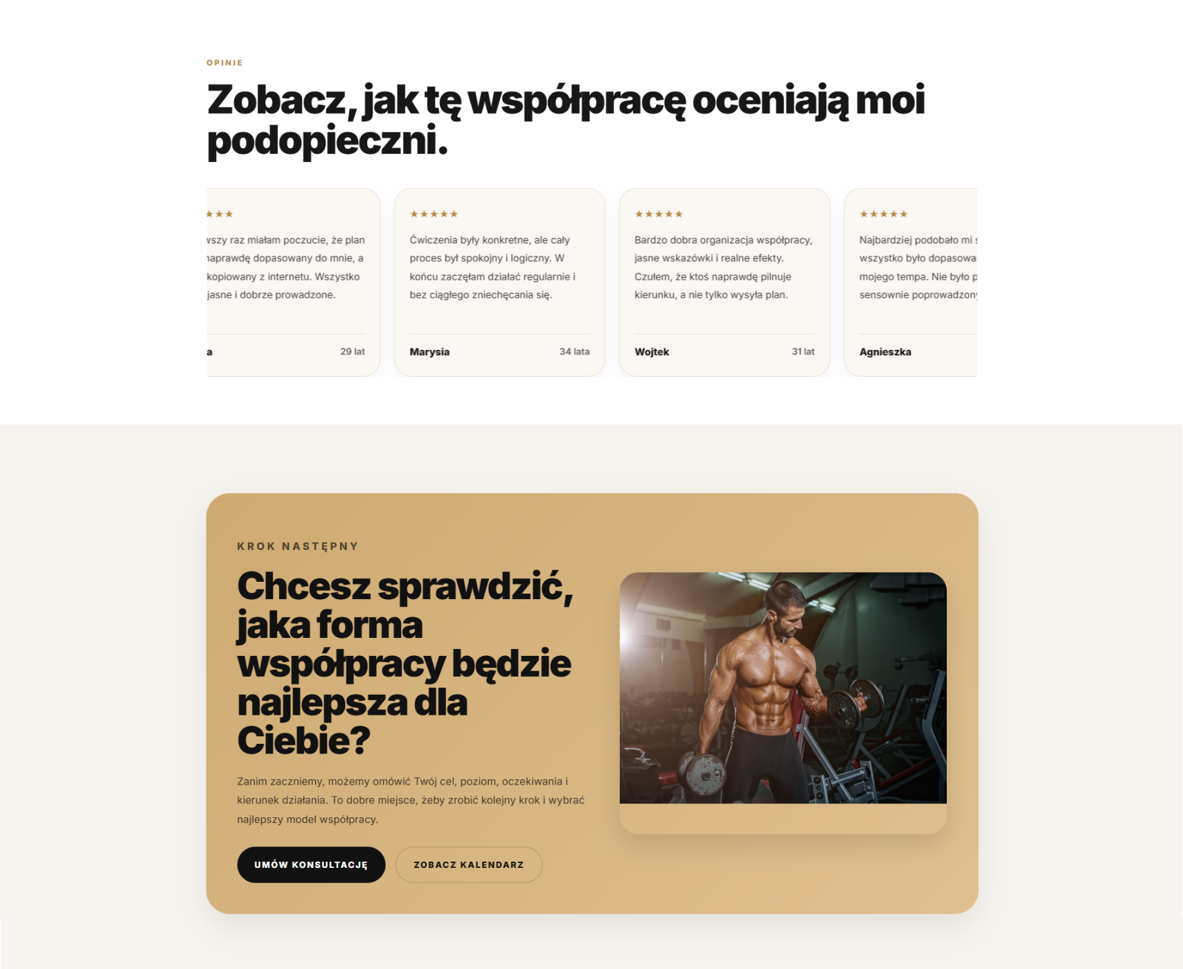 Podgląd strony standard dla trenera personalnego Fit by Olivia — część 4