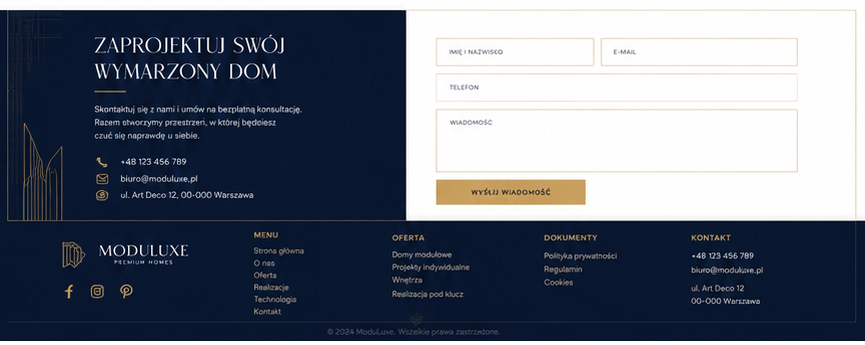 Projekt strony internetowej producenta domów numer 9